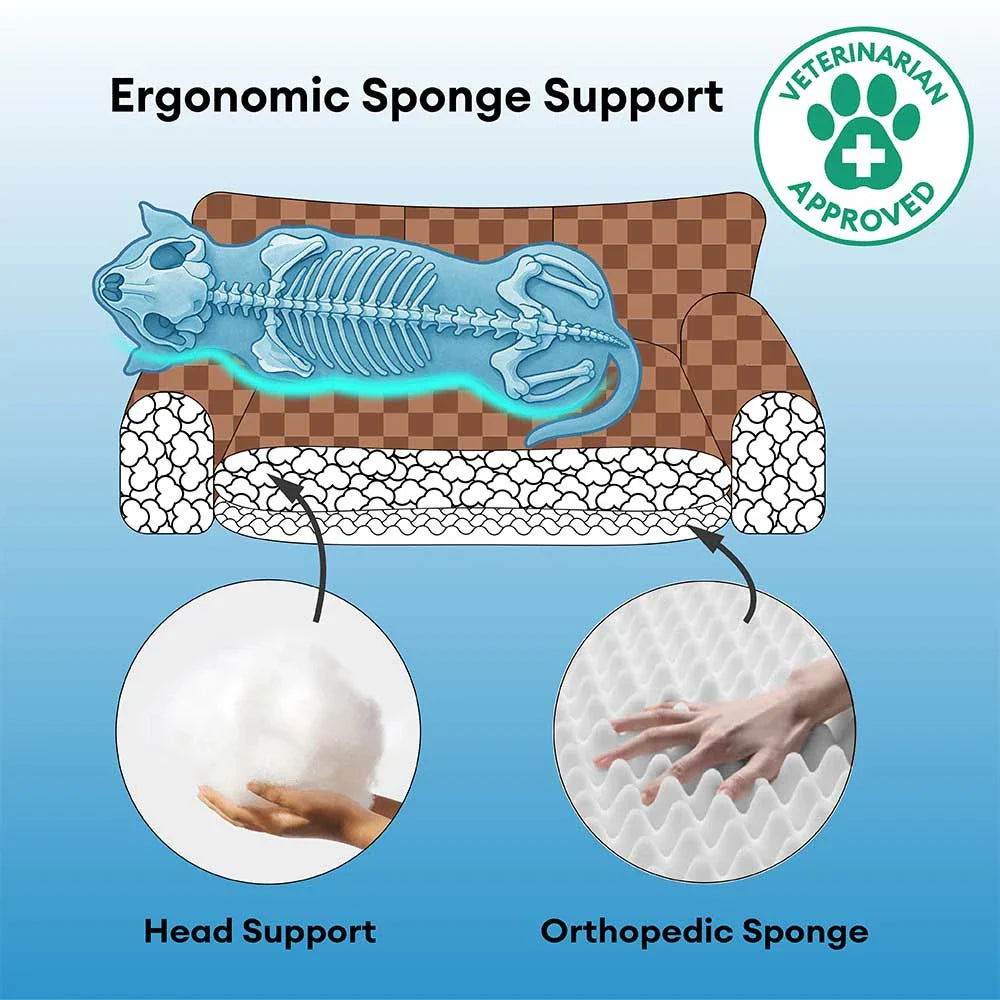 Chequered Fluffy Removable Orthopaedic Dog Bolster Bed – CosyNest