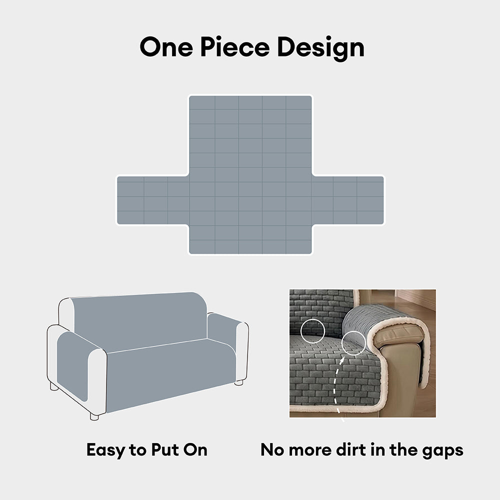 One-Piece Plush Scratch-Resistant Couch Covers with Elastic Straps
