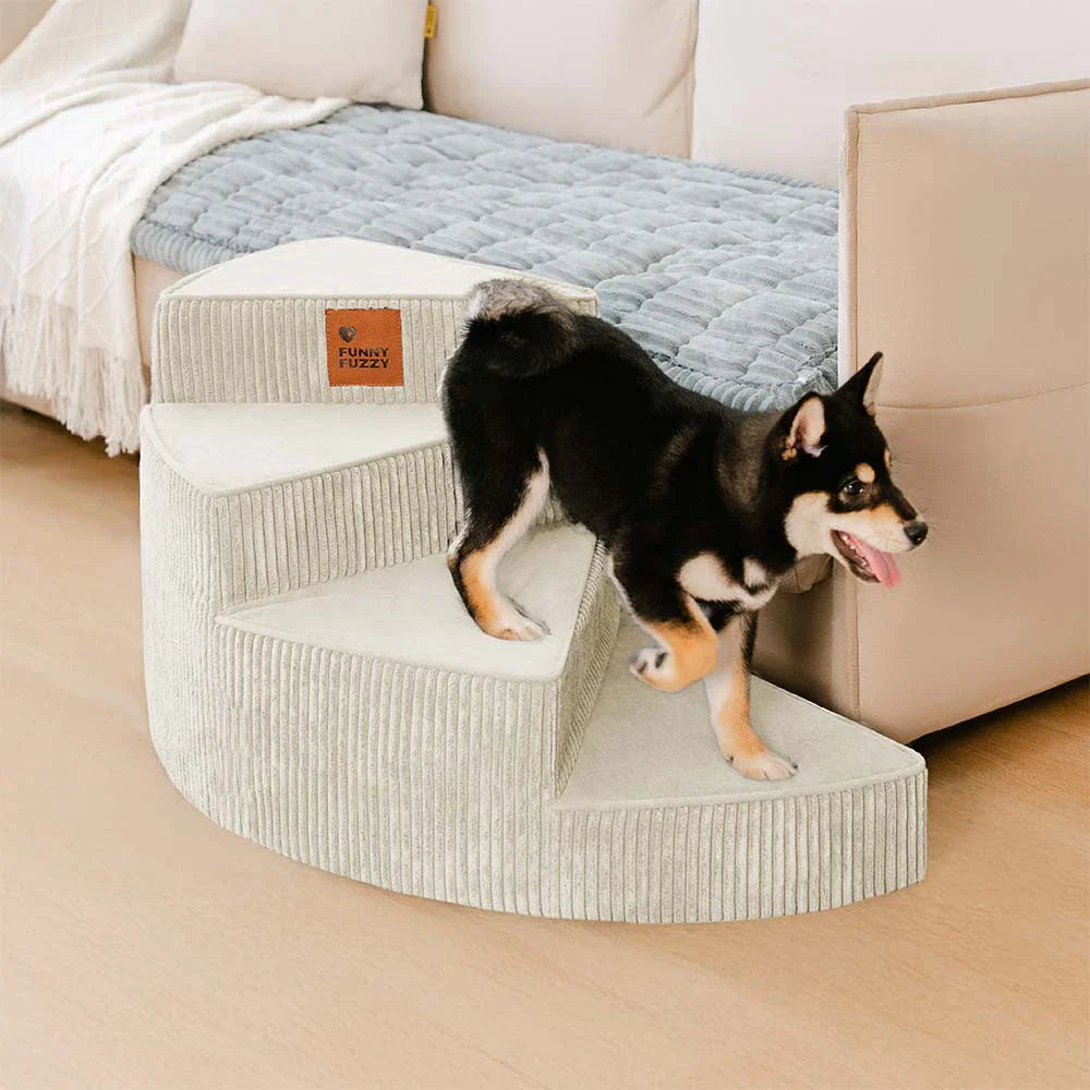 Cosy Corduroy Joint-Friendly Removable Spiral Pet Steps - CreamyStep
