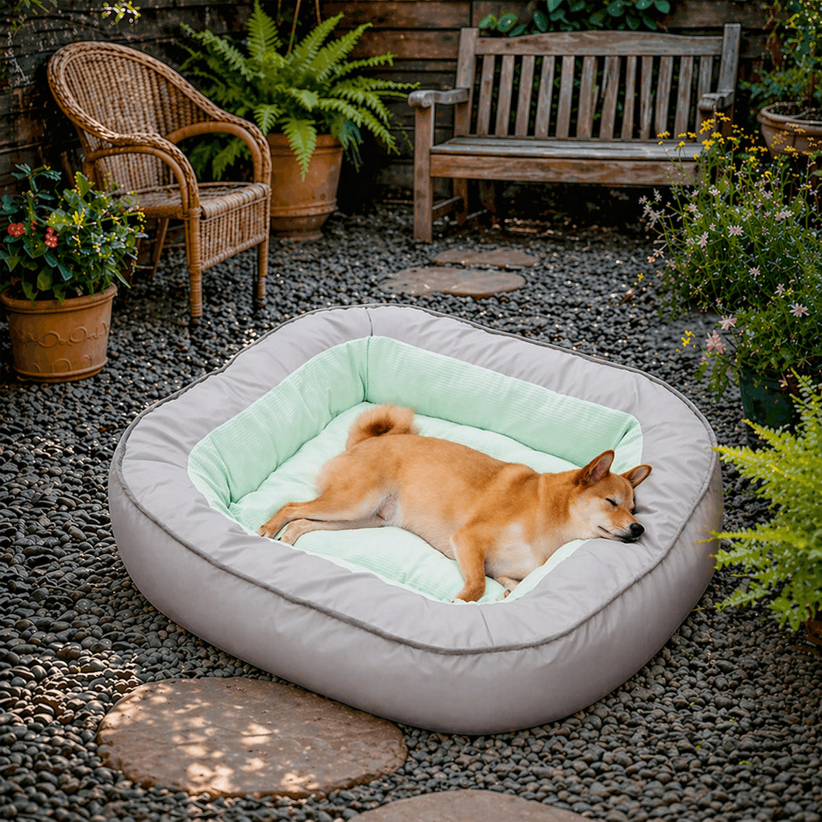 Waterproof Non-stick PU Leather Scratch-resistant Full Support Garden Outdoor Dog Bed