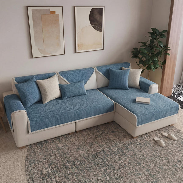 Waterproof Antimicrobial Simple Chenille Fabric Anti-scratch  Corner Couch Cover