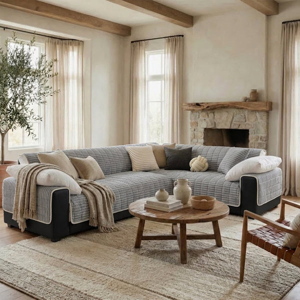 One-Piece Cozy Flannel Sofa Protection Non-Slip Corner Couch Cover