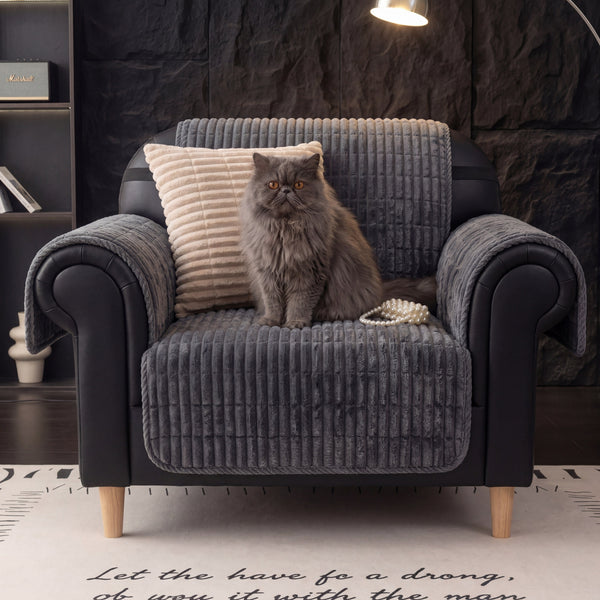 One-Piece Cozy Flannel Sofa Covers Non-Slip Recliner Armchair Covers