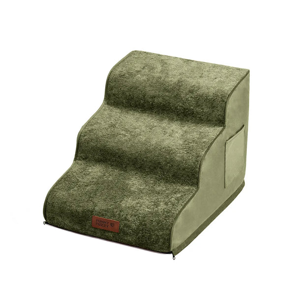 2-in-1 Foam Dog Stairs & Pet Mat with Plush Velvet Cover