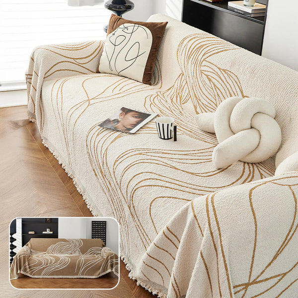 Minimalist Chenille Reversible Cat-Scratch Resistant Non-Slip Sofa Cover Sofa Throws
