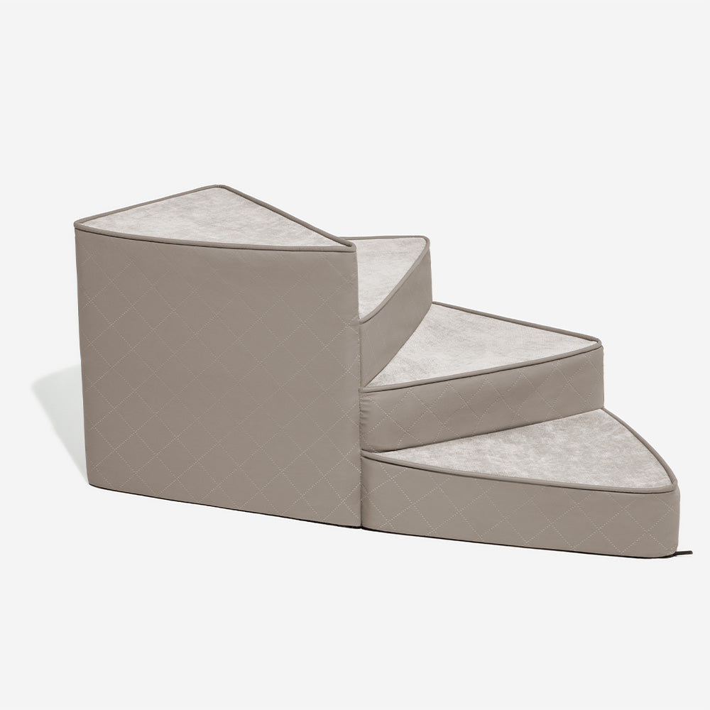 Luxe Water-repellent Faux Leather Removable Spiral Pet Stairs - Pet-Friendly Bedroom
