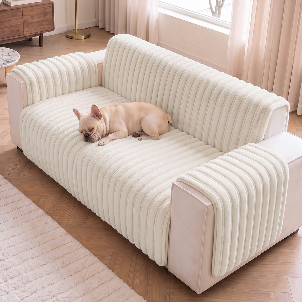 One-Piece Waterproof Pet-Friendly Ribbed Plush Recliner Sofa Cover- Cozy Nest