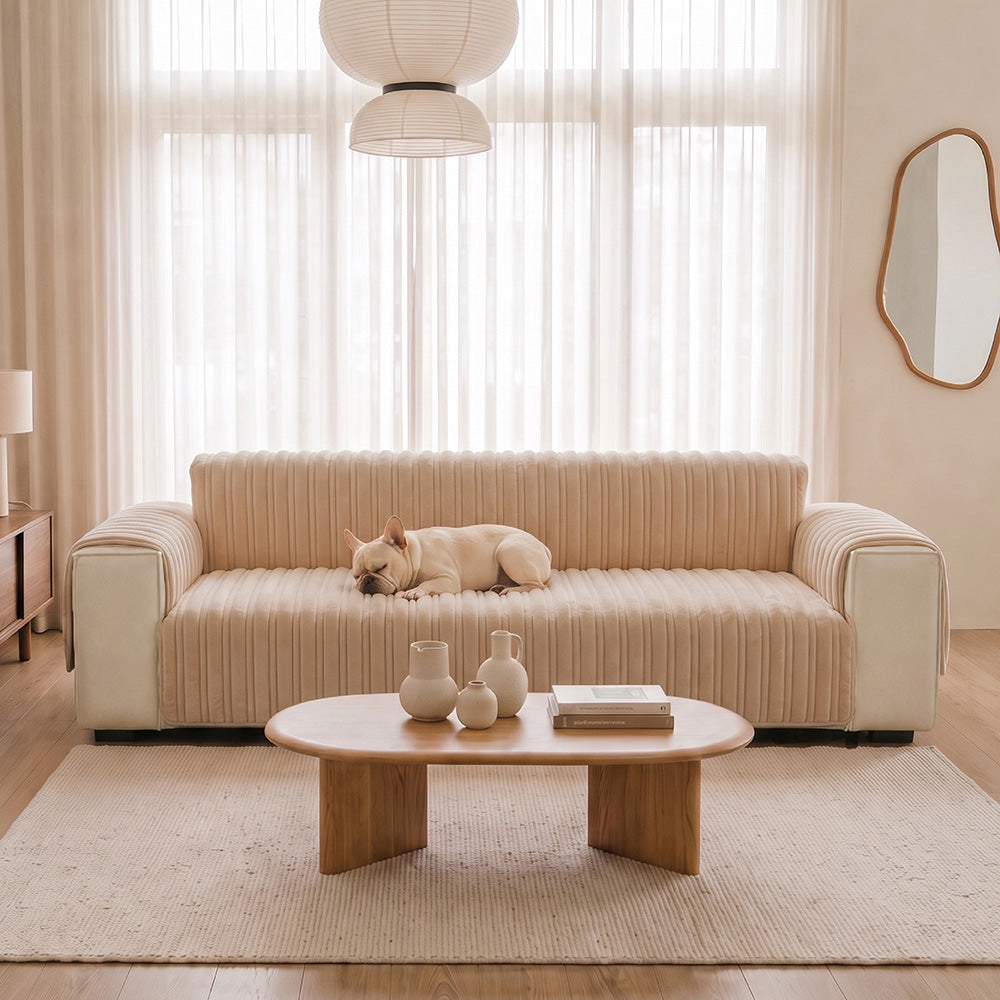 One-Piece Waterproof Pet-Friendly Ribbed Plush Recliner Sofa Cover- Cozy Nest
