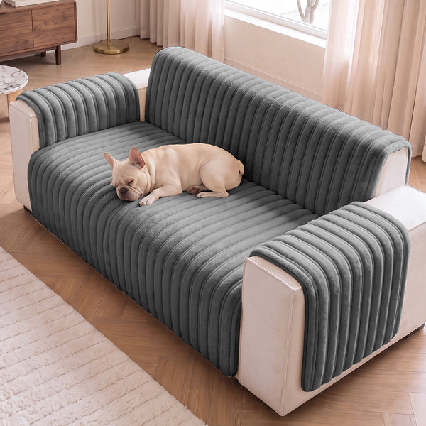 One-Piece Waterproof Pet-Friendly Ribbed Plush Recliner Sofa Cover- Cozy Nest