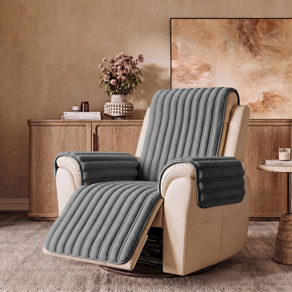 One-Piece Waterproof Pet-Friendly Ribbed Plush Recliner Sofa Cover- Cozy Nest