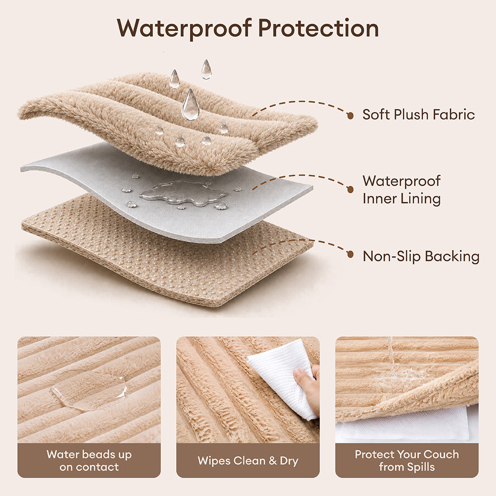 One-Piece Waterproof Pet-Friendly Ribbed Plush Recliner Sofa Cover- Cozy Nest