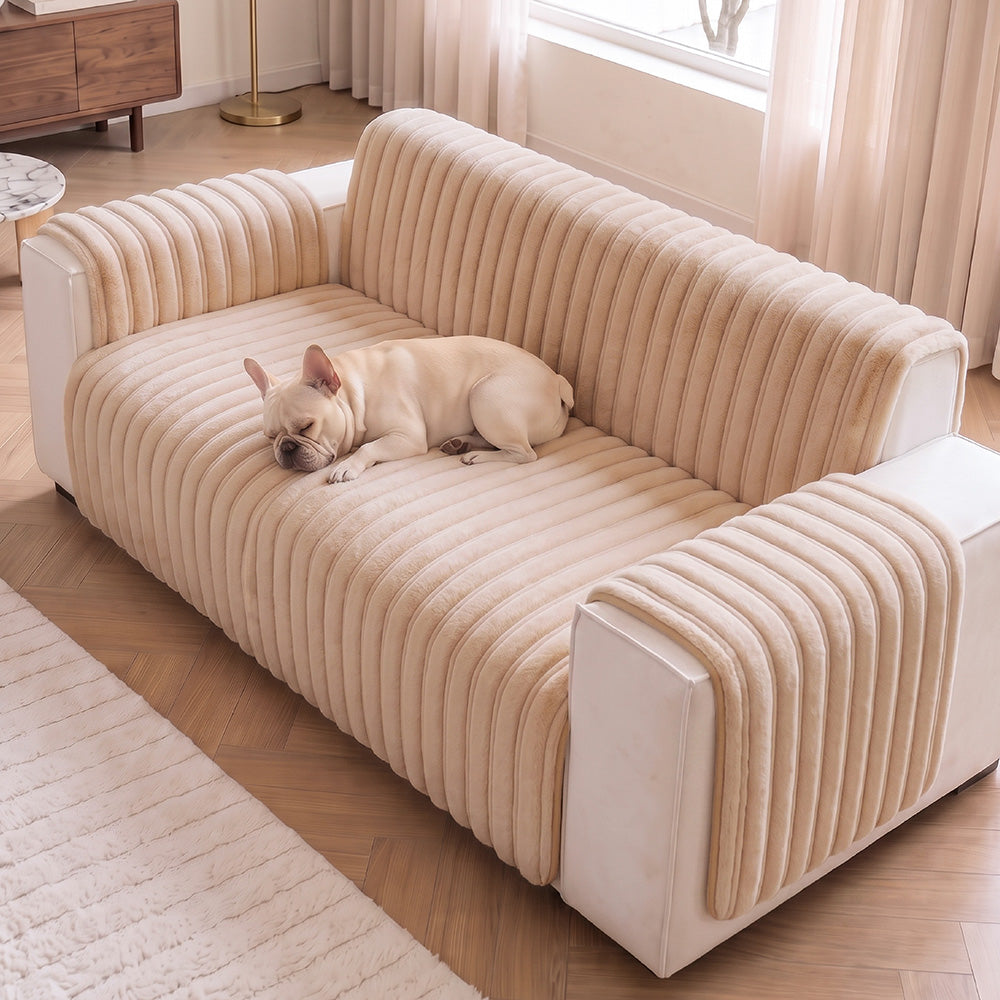 One-Piece Waterproof Pet-Friendly Ribbed Plush Recliner Sofa Cover- Cozy Nest