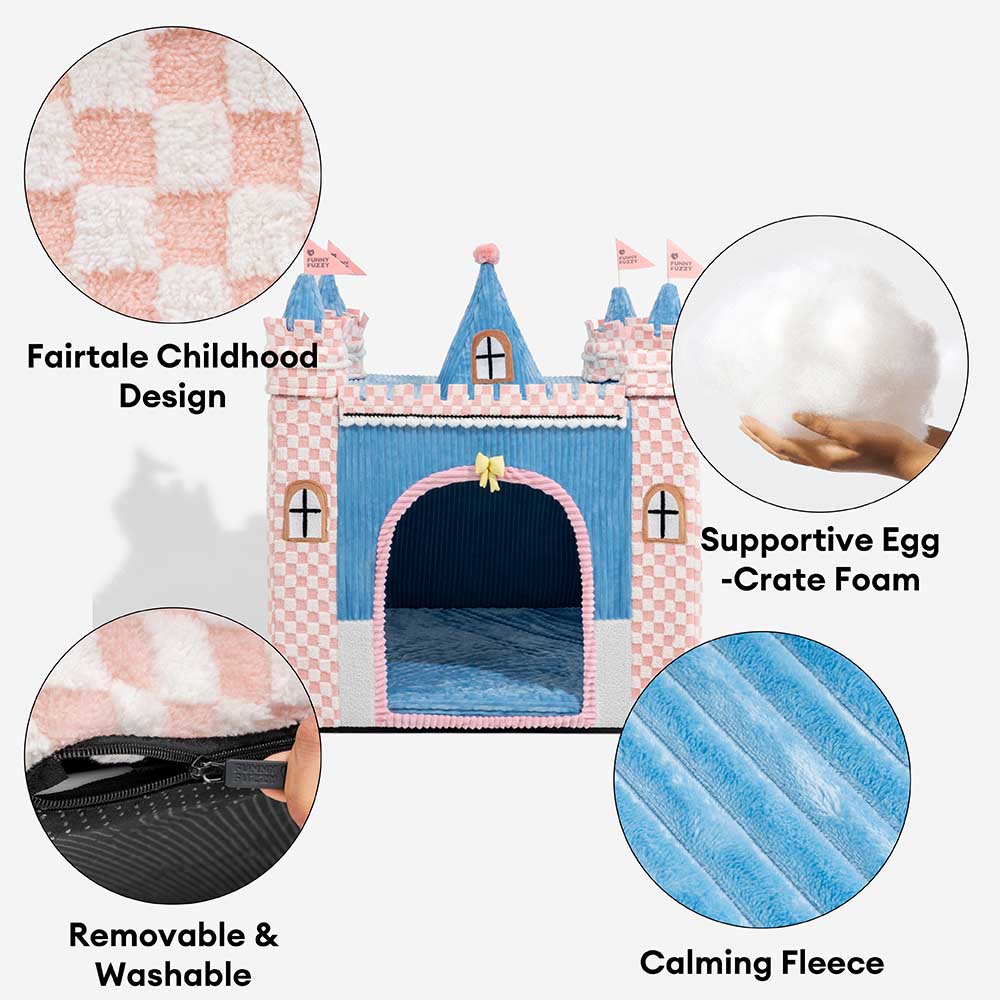 Cosy Orthopaedic Kids Indoor Play Castle Bed Dog Tent Bed - Fairytale Dreamland