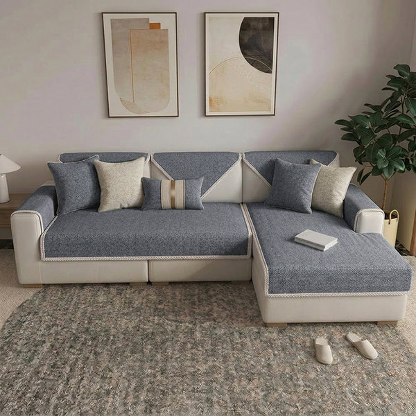 Breathable Woven Cotton Linen Non-Slip Corner Couch Cover