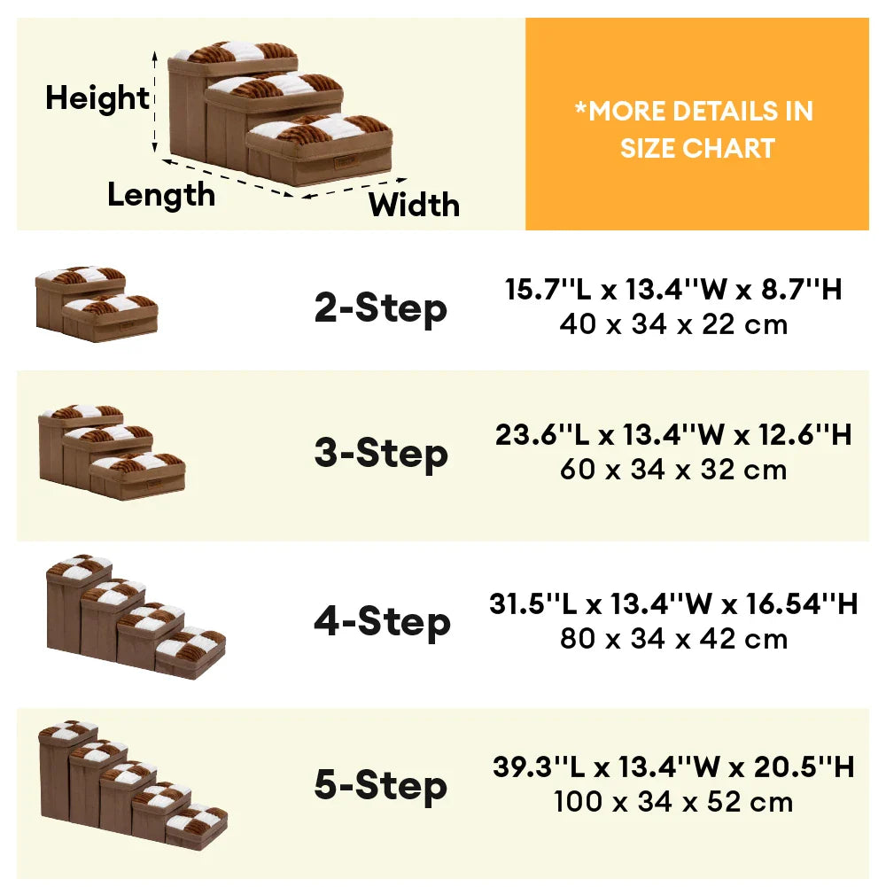 Detachable Chessboard Plaid Handcrafted Dog Steps with Storage - Foldable Steps