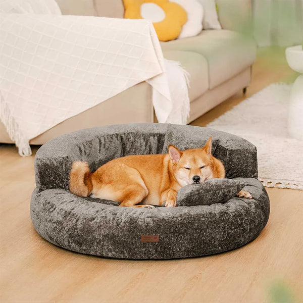 Luxe Diamond Velvet Removable Orthopaedic Donut Dog Bed With Pillow - DreamNest