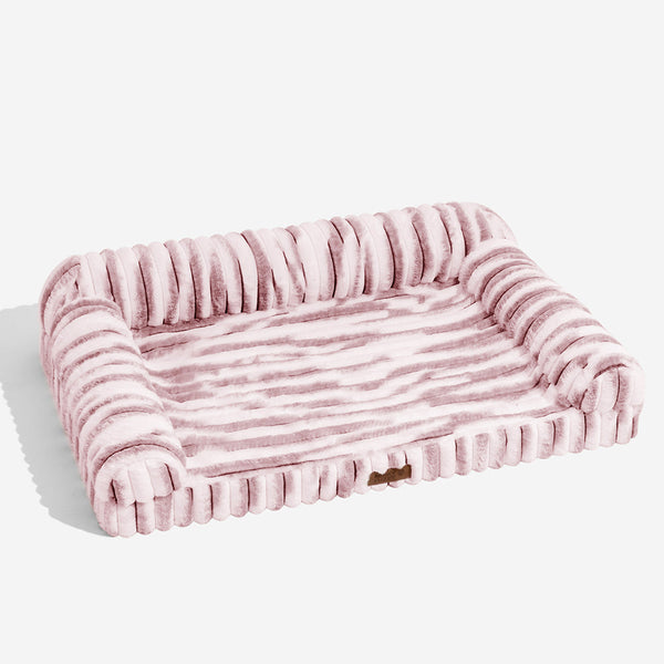 Fluffy Striped Orthopaedic Bolster Dog Bed - Luxe Comfort