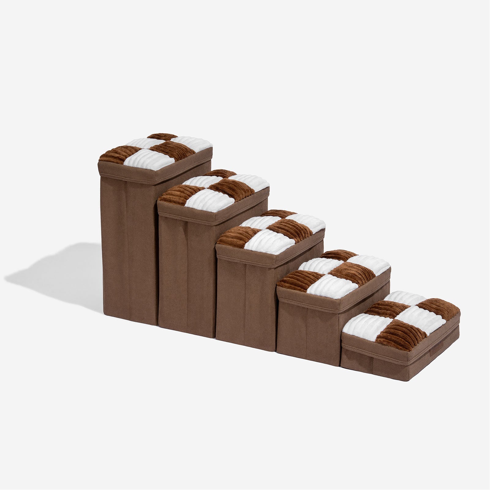 Detachable Chessboard Plaid Handcrafted Dog Steps with Storage - Foldable Steps