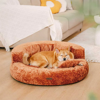 Luxe Diamond Velvet Removable Orthopaedic Donut Dog Bed With Pillow - DreamNest