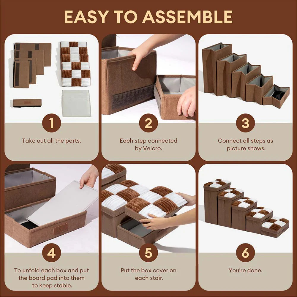 Detachable Chessboard Plaid Handcrafted Dog Steps with Storage - Foldable Steps