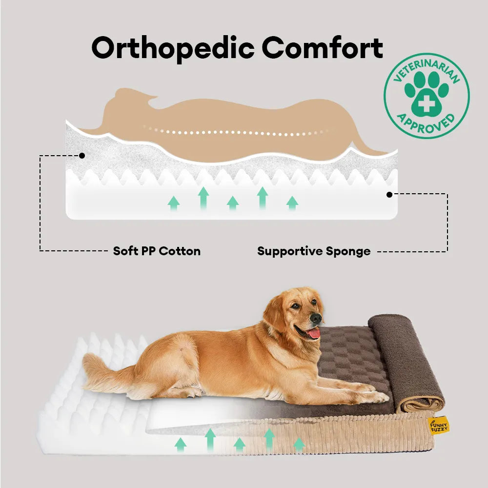 Fluffy Warm Detachable Orthopaedic Dog Bed - Checker Cocoon
