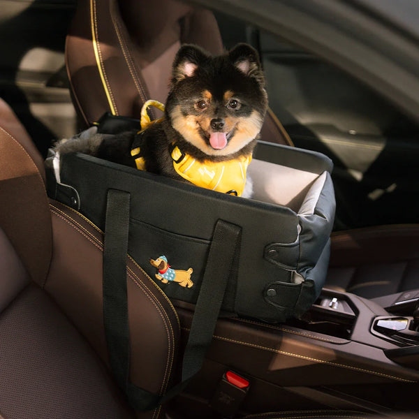 Portable Travel Faux Leather Waterproof Centre Console Pet Car Seat