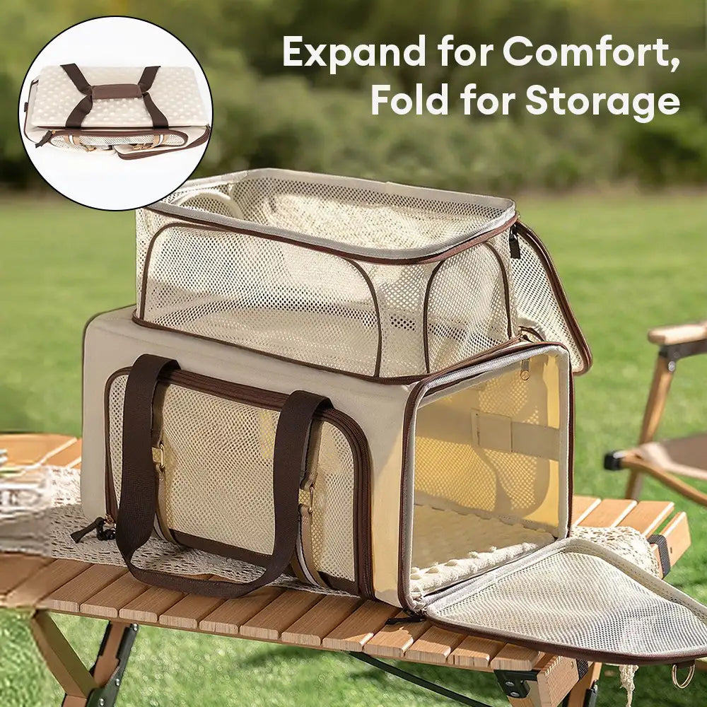 3 In 1 Breathable Large-Capacity Expandable Cat Carrier Bag for Travel and Airline