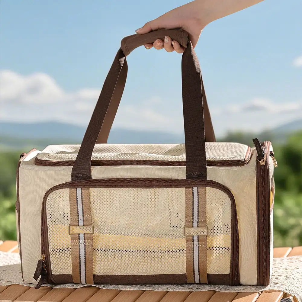 3 In 1 Breathable Large-Capacity Expandable Cat Carrier Bag for Travel and Airline