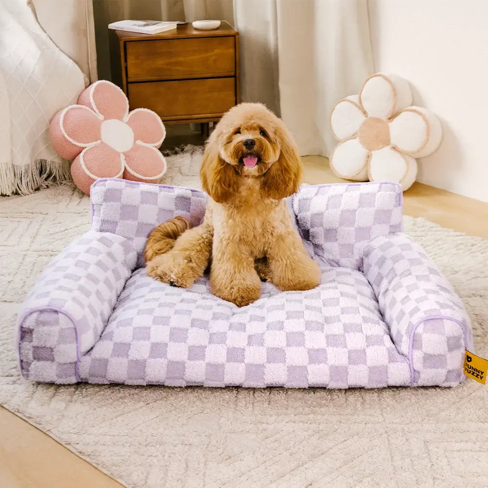 Chequered Fluffy Removable Orthopaedic Dog Bolster Bed – CosyNest