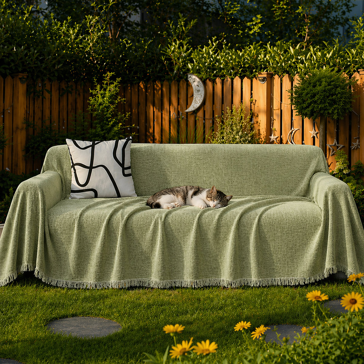 Chenille Blanket Herringbone Tassel Sofa Cover Sofa Throw Blanket