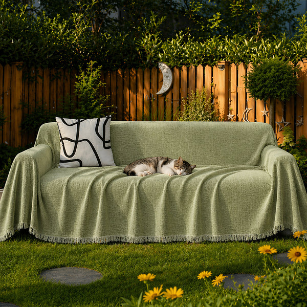 Chenille Blanket Herringbone Tassel Outdoor Garden Sofa Cover Sofa Throw Blanket