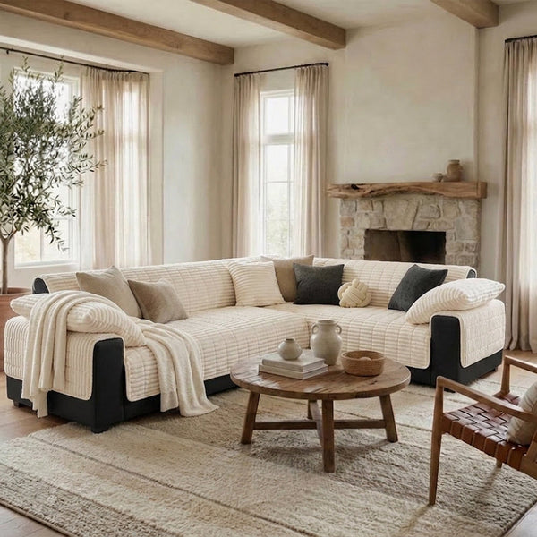 One-Piece Cozy Flannel Sofa Protection Non-Slip Corner Couch Cover