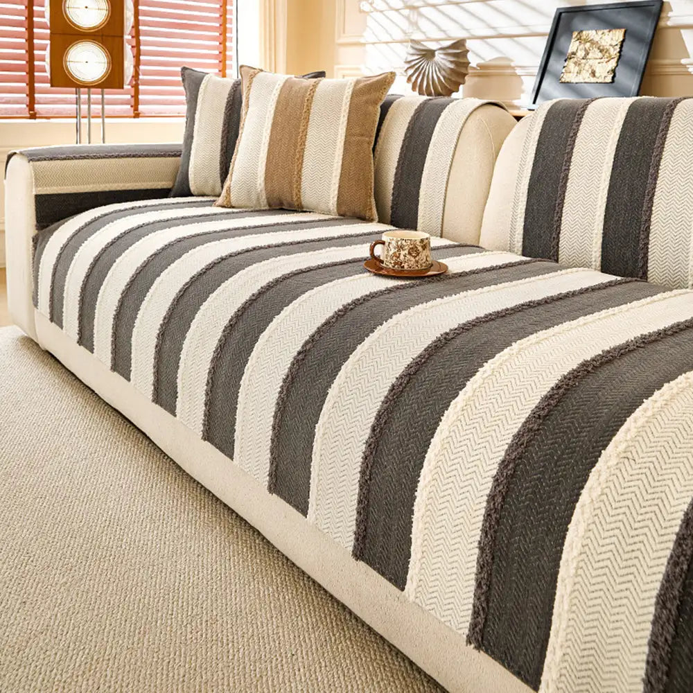 Vintage Striped Chenille Non-Slip Sofa Cover