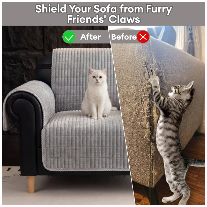 One-Piece Cozy Flannel Sofa Covers Non-Slip Recliner Armchair Covers