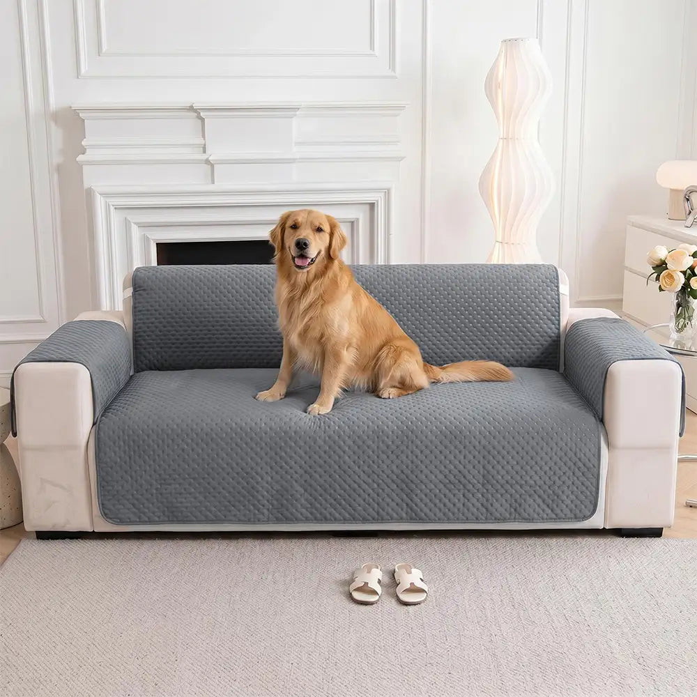 Water-Repellent Solid Color One Piece Armchair Couch Cover with Elastic Straps