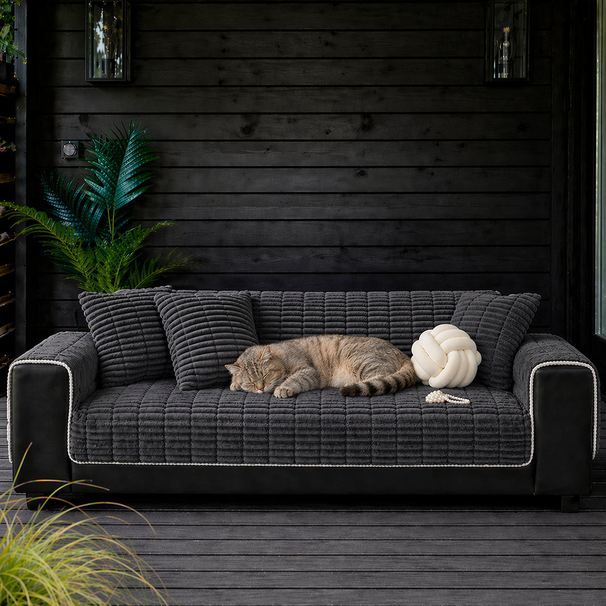 Waterproof One-Piece Cosy Flannel Sofa Protection Non-Slip Sofa Cover