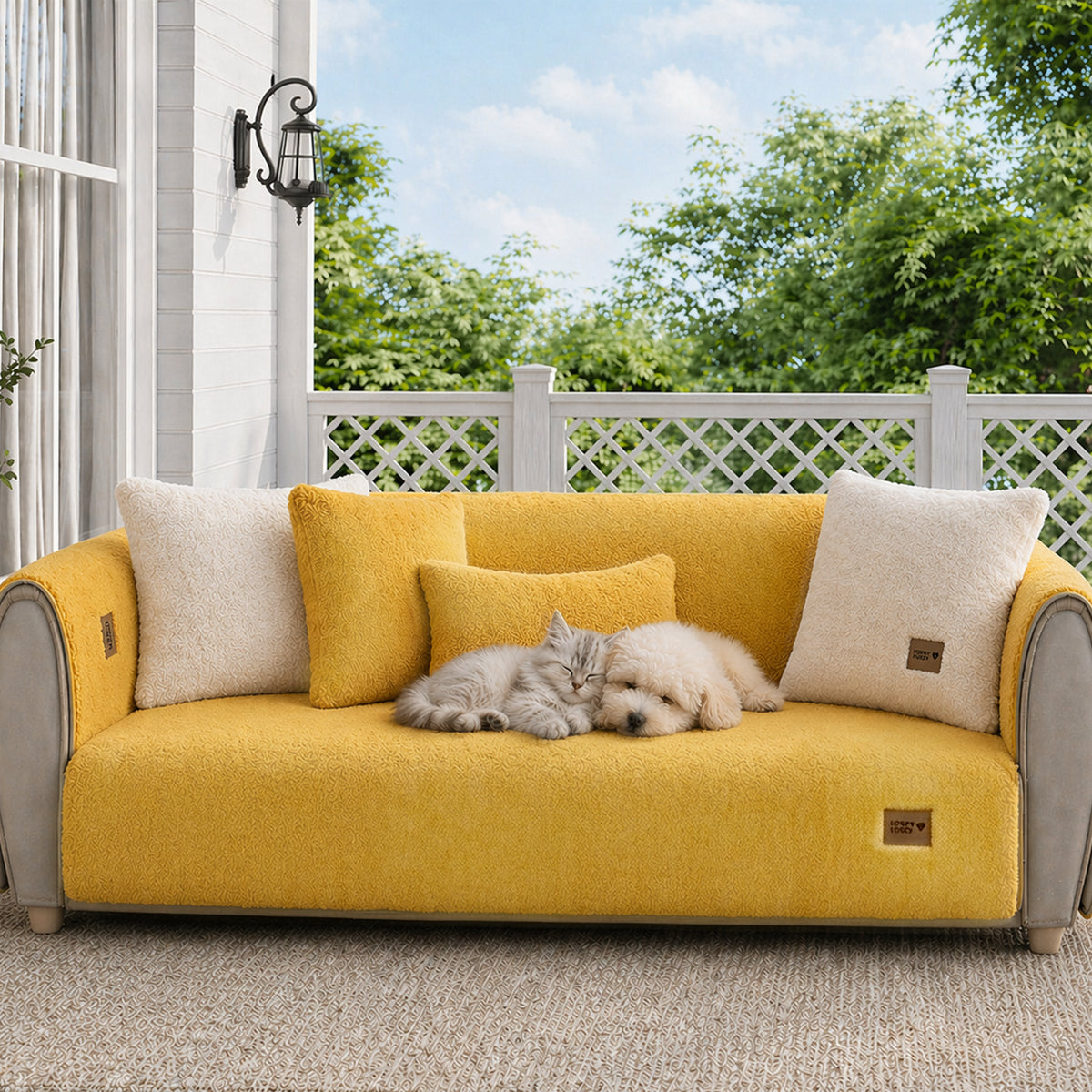 Sherpa Fleece Non-Slip Outdoor Garden Sofa Cover