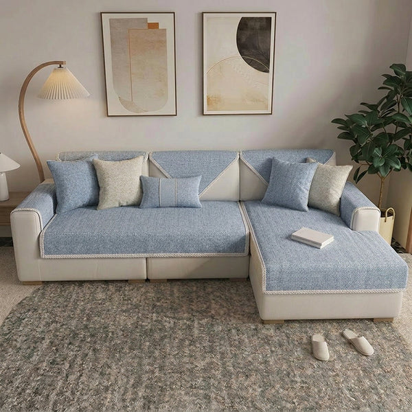 Breathable Woven Cotton Linen Non-Slip Corner Couch Cover