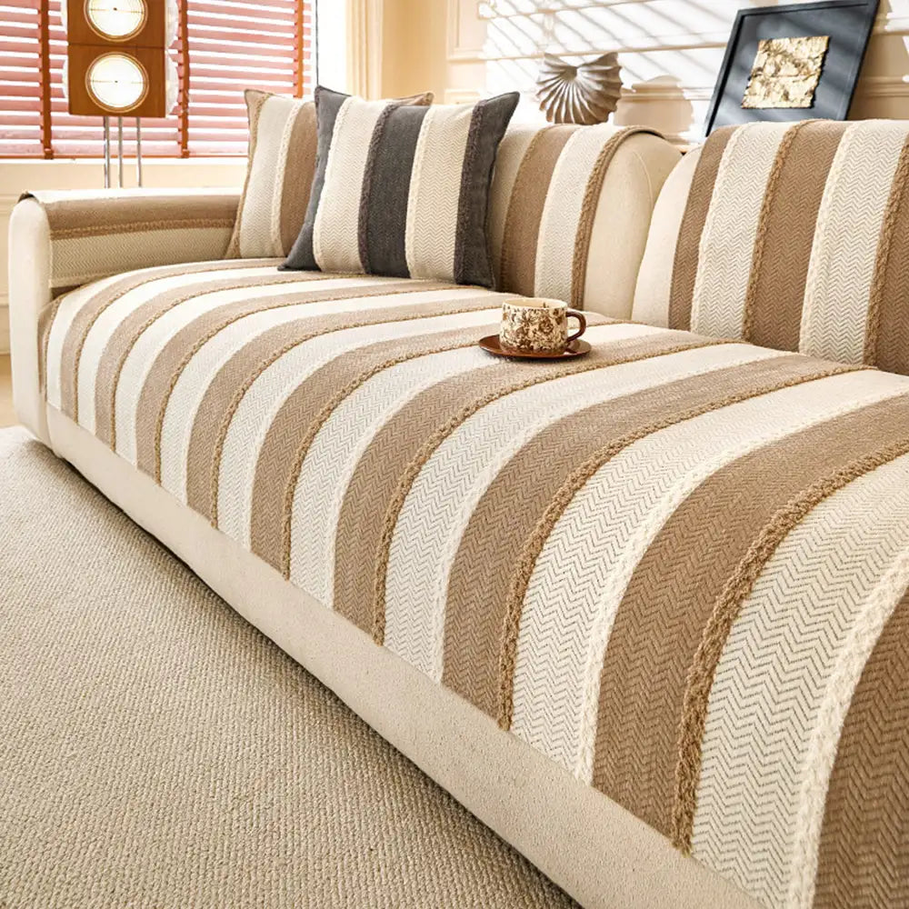 Vintage Striped Chenille Non-Slip Sofa Cover