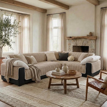 One-Piece Cozy Flannel Sofa Protection Non-Slip Corner Couch Cover