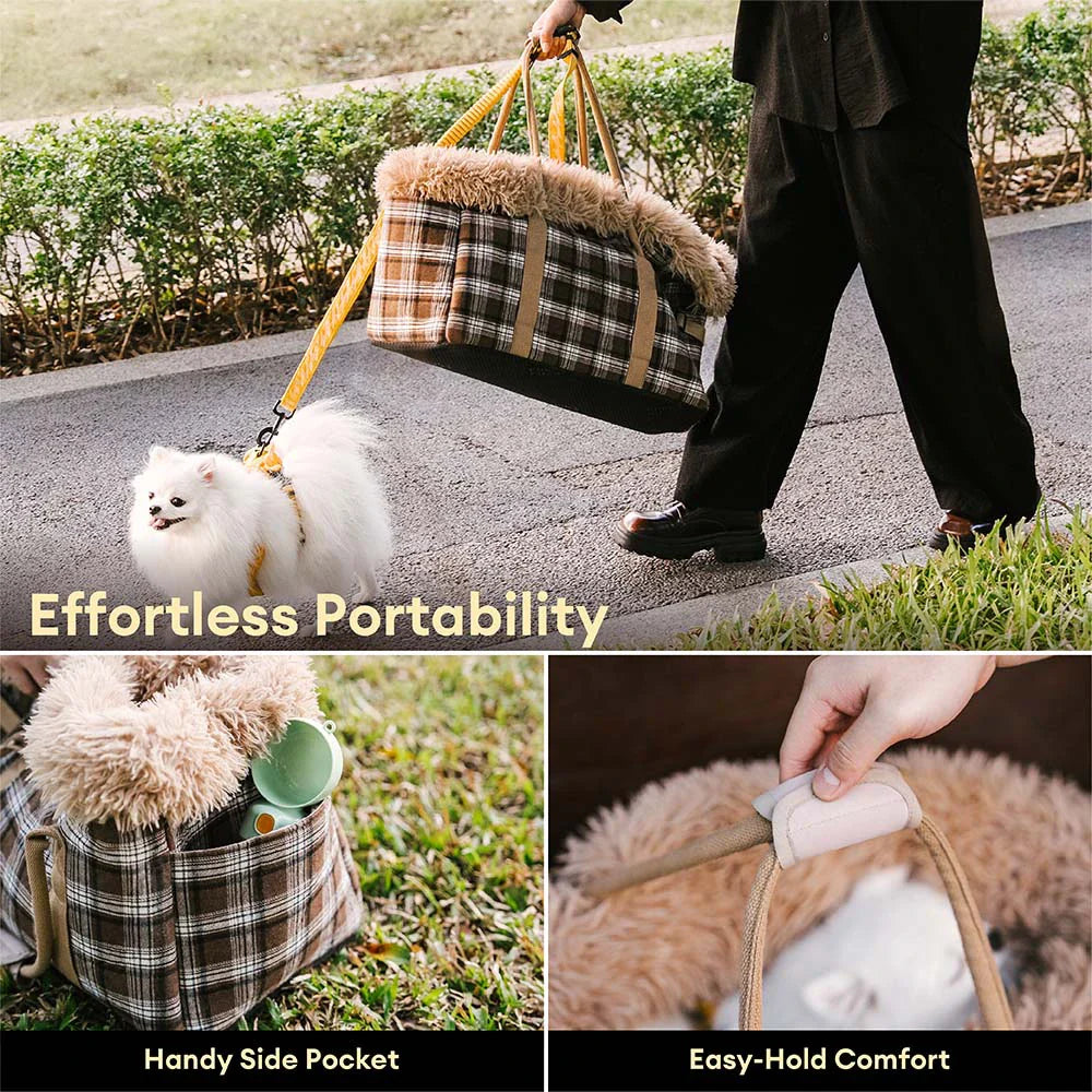 2 in 1 Large All-Season Pet Carrier and Dog Sleeping Bag - Voyager's Plaid