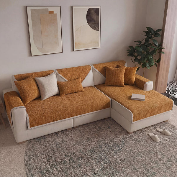 Waterproof Antimicrobial Simple Chenille Fabric Anti-scratch  Corner Couch Cover