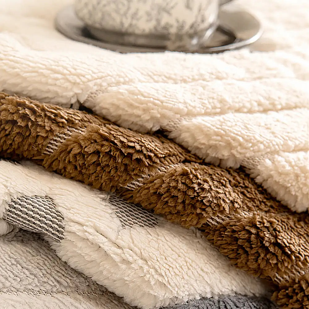 Thick Waffle-Textured Plush Non-Slip Sofa Cover