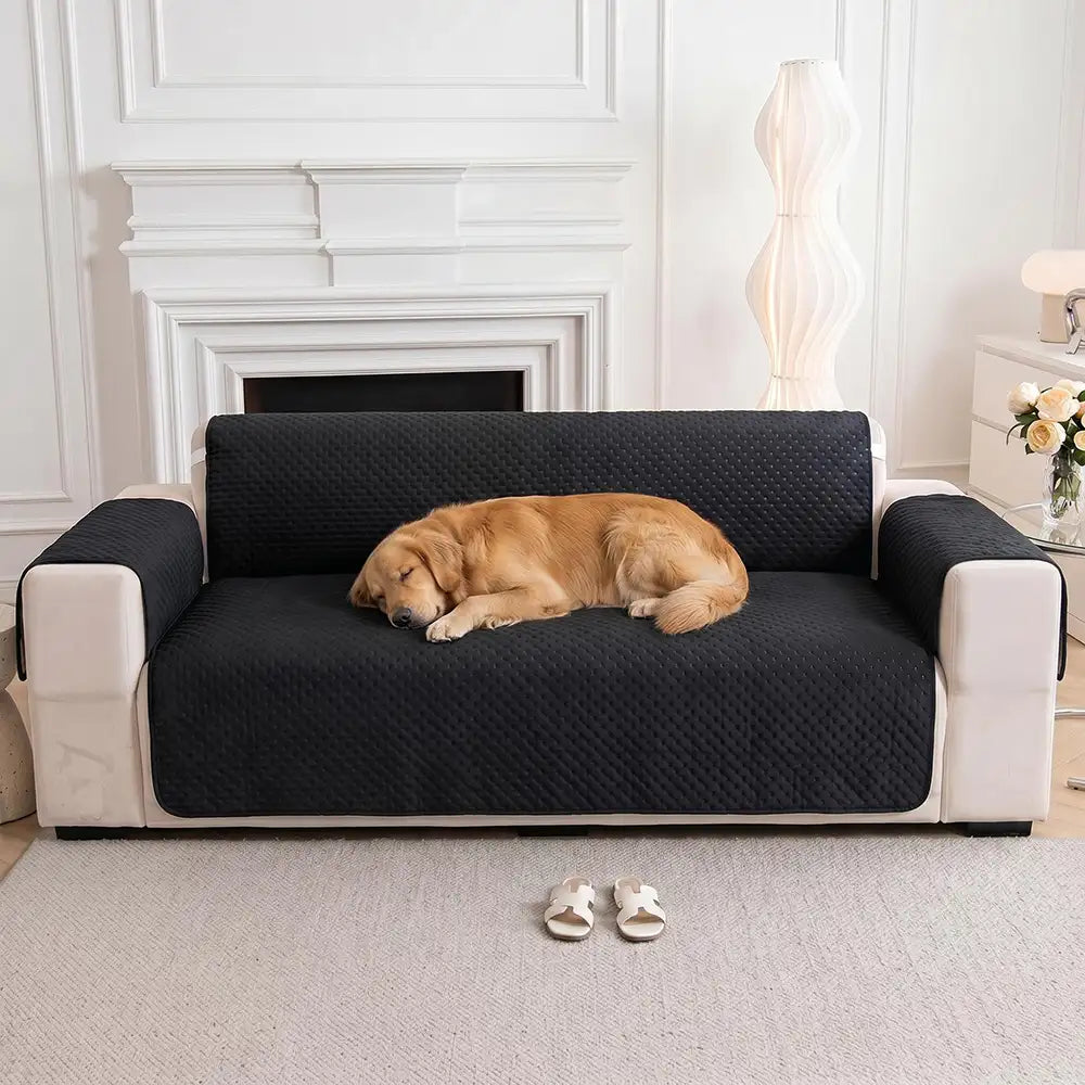 Water-Repellent Solid Color One Piece Armchair Couch Cover with Elastic Straps