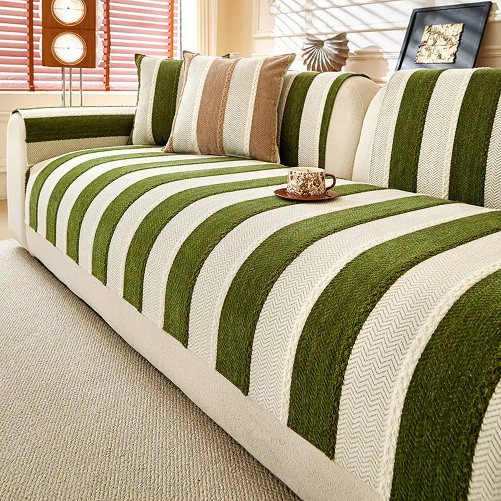 Vintage Striped Chenille Non-Slip Sofa Cover