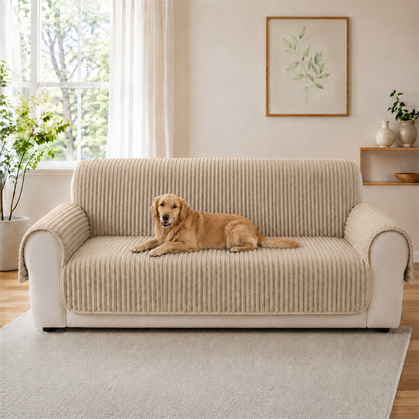 Plush Pet-Friendly Non-Slip One-Piece Recliner Sofa Cover- Strips