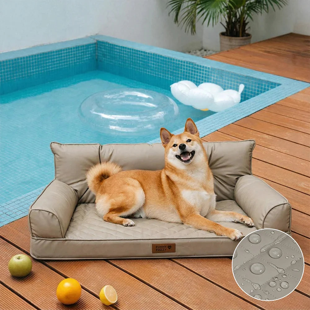 Luxe Faux Leather Foldable Orthopaedic Large Dog Bed - CoreLounge