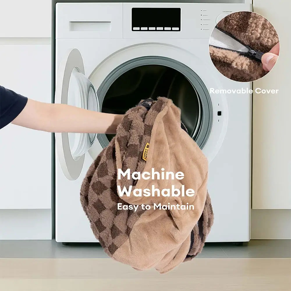 Chequered Fluffy Warm Washable Orthopaedic Dog Bolster Bed – CloudNooki