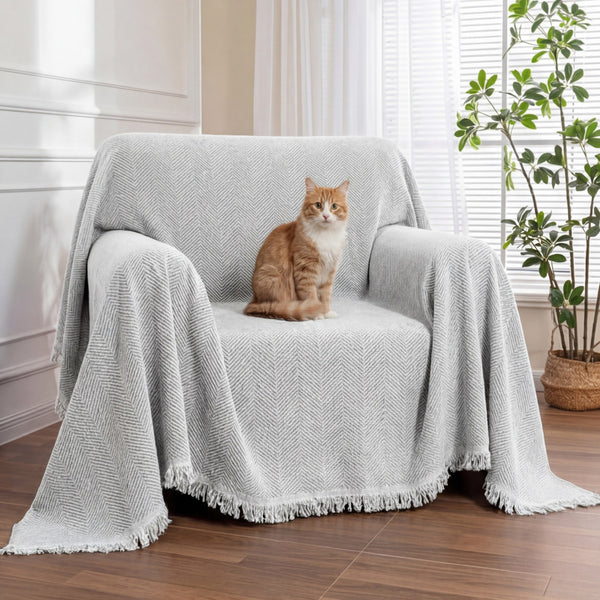 Chenille Blanket Herringbone Tassel Sofa Cover Sofa Throw Blanket Armchair Cover