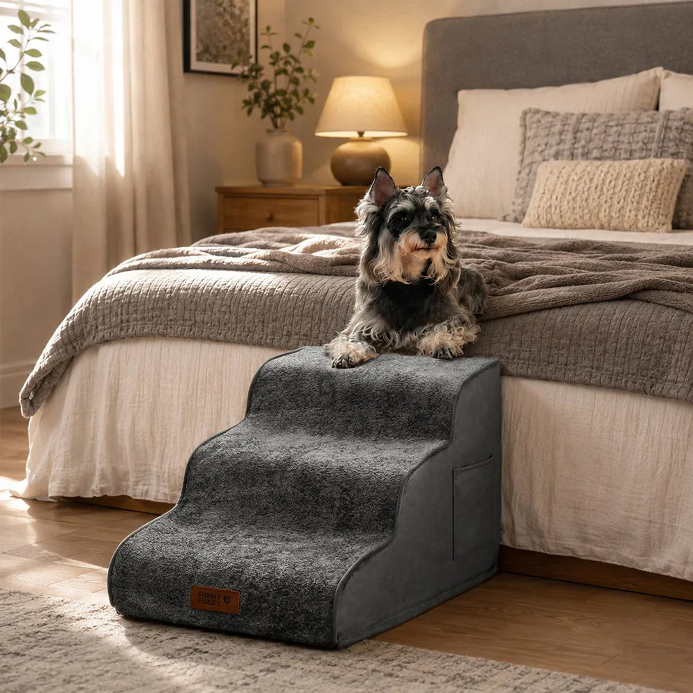 2-in-1 Foam Dog Stairs & Pet Mat with Plush Velvet Cover